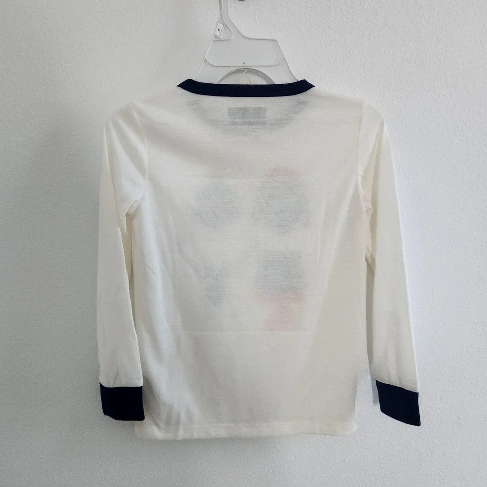 Eddie Bauer Kids‎ Long Sleeve Graphic Tee Shirt Cream Blue Size XS 5-6 NWOT